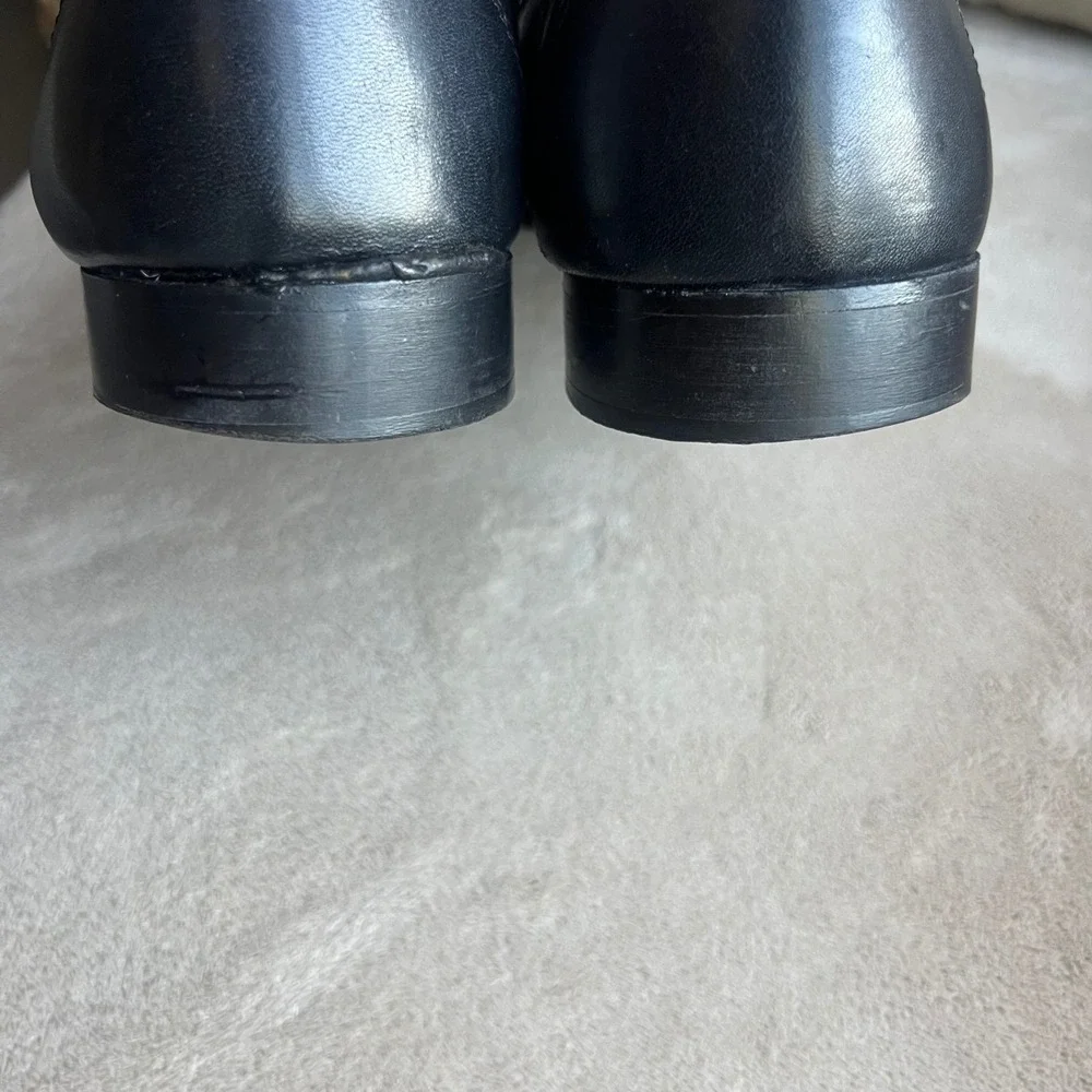 Pugnaloni Men 9-9.5‎ EU 42 Black Leather Loafers Classic Slip On Shoes Italy